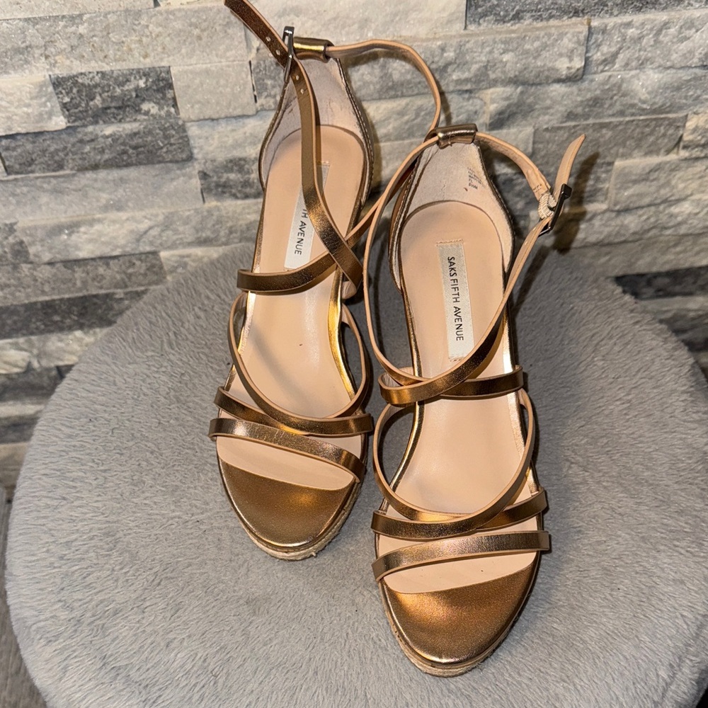 Saks  of fifth avenue Bronze Strappy Sandals